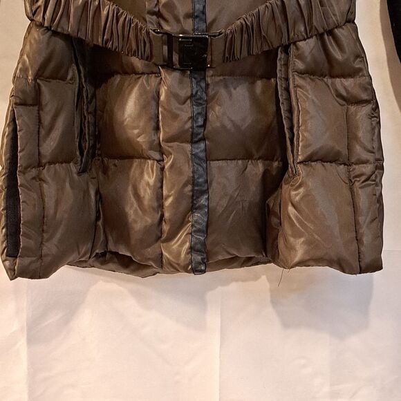 Kenneth Cole Faux Leather Quilted Shacket with an Adjustable Hood - Sz M - Picture 8 of 15